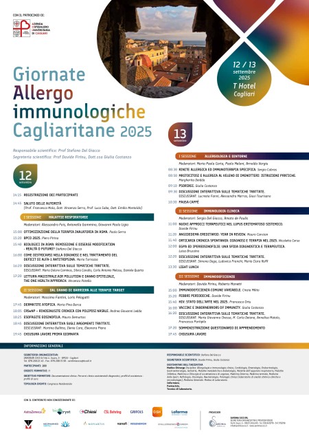 XXI GIORNATE ALLERGO-IMMUNOLOGICHE CAGLIARITANE 2025 - 12-13 Settembre 2025